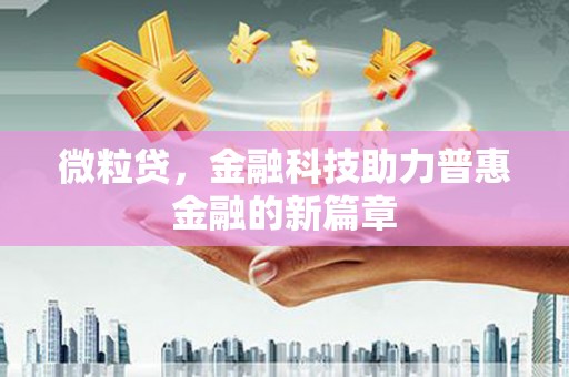 乌什微粒贷，金融科技助力普惠金融的新篇章