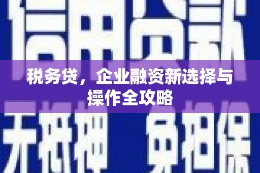 乌什税务贷，企业融资新选择与操作全攻略