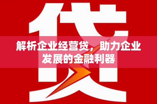 乌什解析企业经营贷，助力企业发展的金融利器