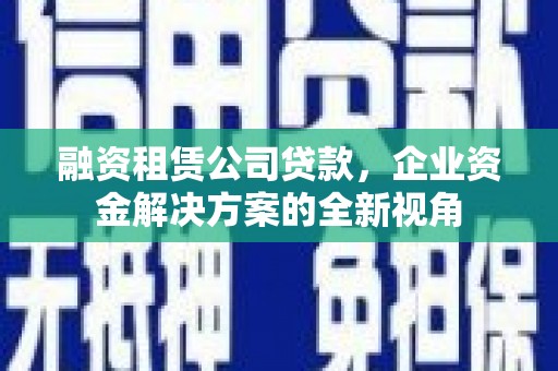 乌什融资租赁公司贷款，企业资金解决方案的全新视角