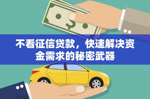 乌什不看征信贷款，快速解决资金需求的秘密武器
